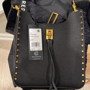 Rebecca Minkoff Black Pebbled Leather Shoulder Bag with Gold Hardware